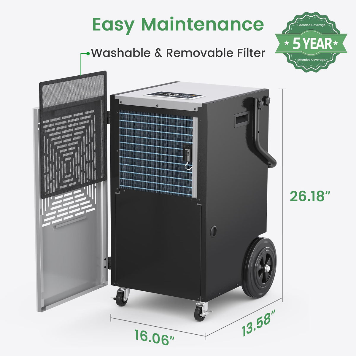 High-Capacity Commercial Dehumidifier:  155 Pints Dehumidifier for Large Spaces