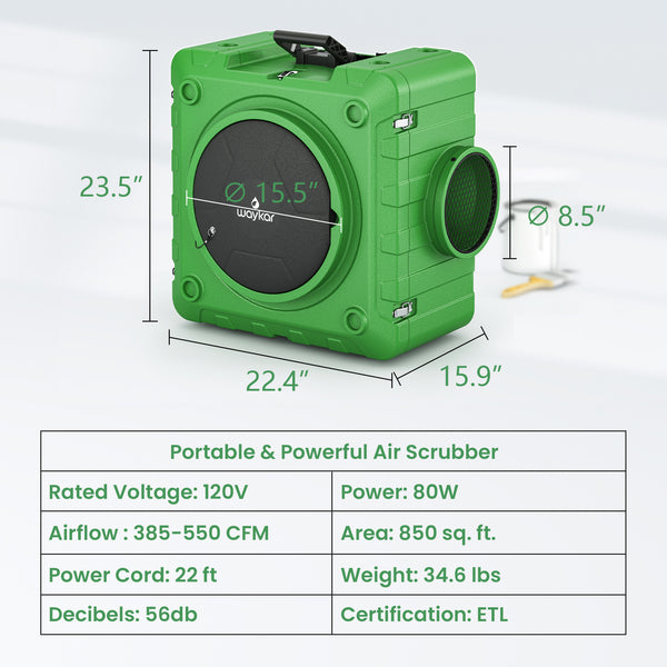 3-Stage Filtration Air Scrubber – Stackable Design for Home and Industrial Use