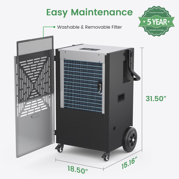 Commercial Grade Dehumidifiers up to 216 Pints, Large Dehumidifiers with Pump for Basement