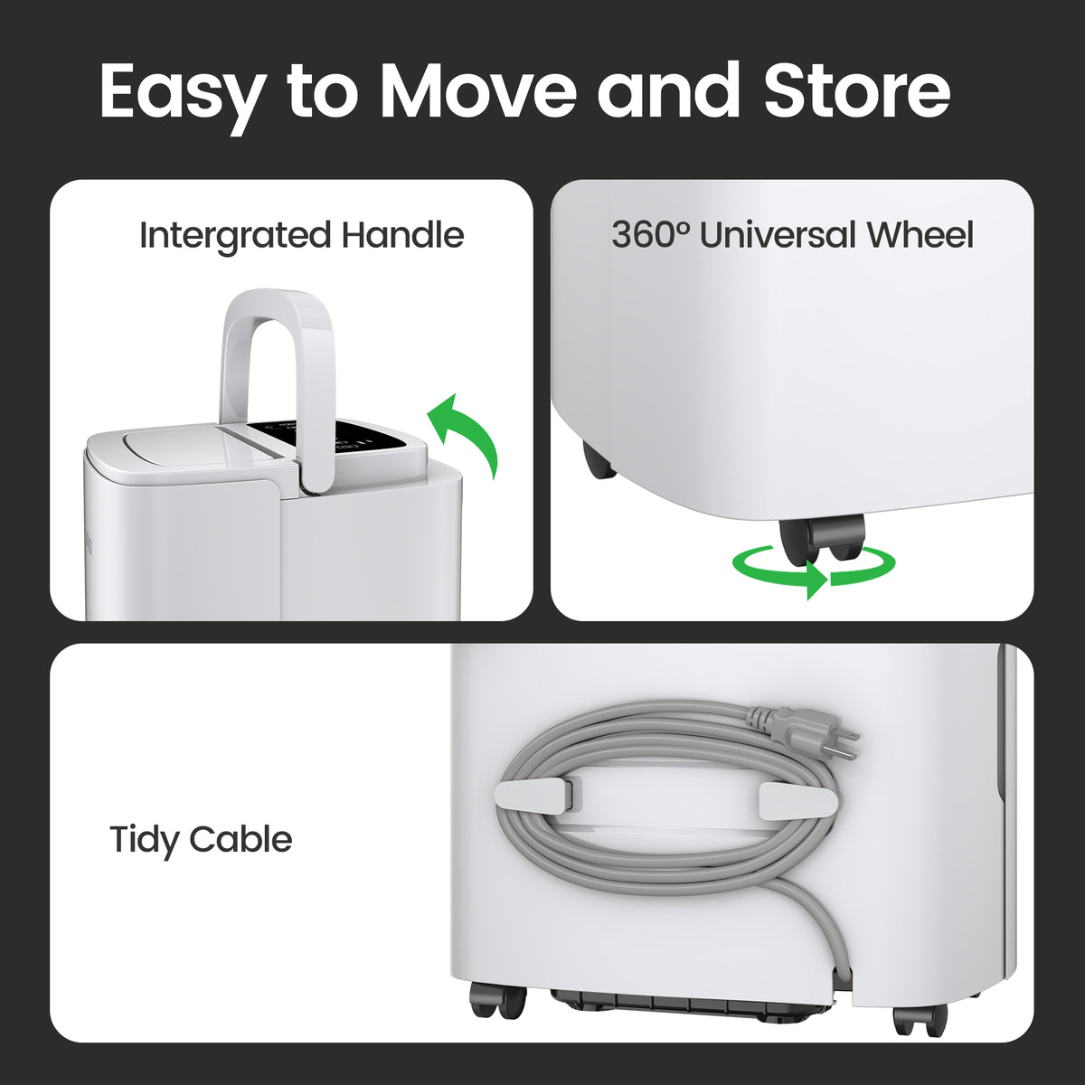 80-Pint Dehumidifier: For Spaces up to 5,000 sq ft with Drain Hose, Handle, Auto Defrost and Self Drying Features