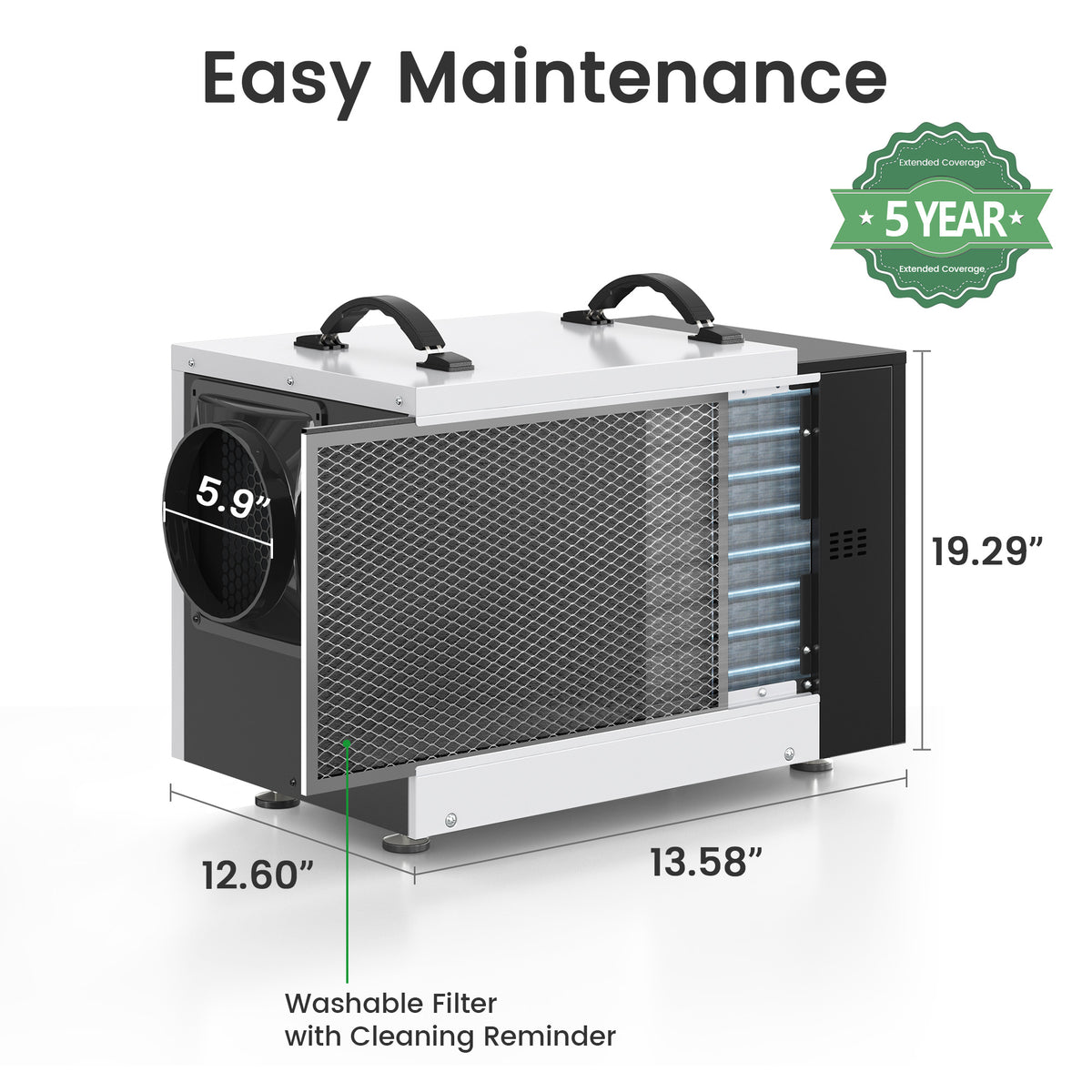 125-Pint Crawlspace Dehumidifier, Down to 10%RH Dry, Pump Model Optional