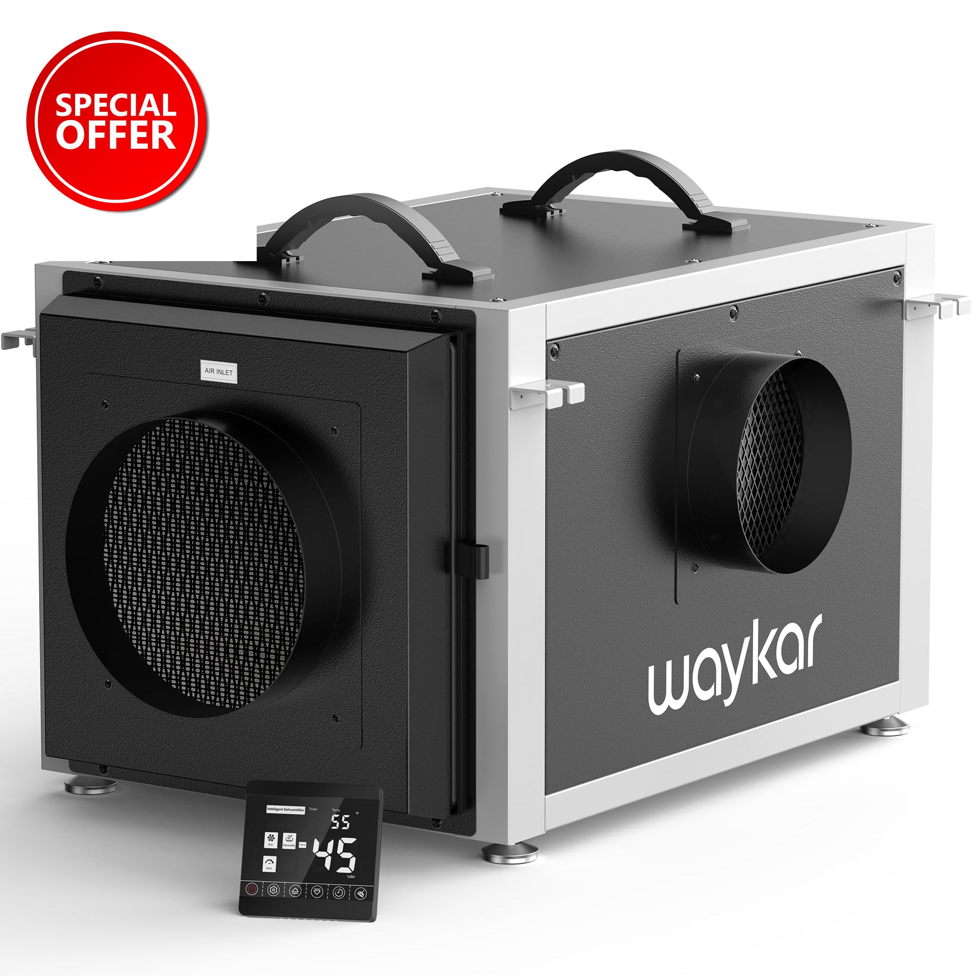 158-Pint Commercial Dehumidifier for Spaces up to 6,500 Sq. Ft with Separate Control Panel and Sensor