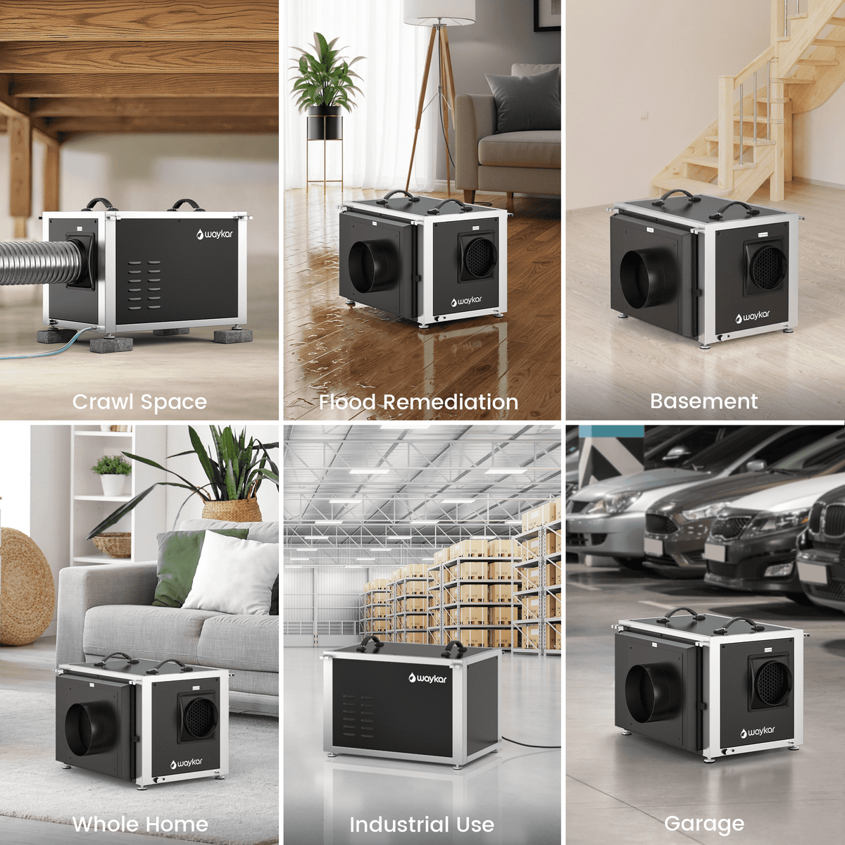 Waykar 216 Pint Crawl Space Dehumidifier with Pump & Remote, Dual Duct Commercial Basement Dehumidifier Model#AFD3.5DPM