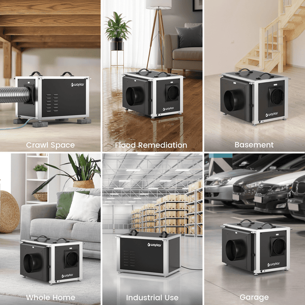 Waykar 216 Pint Crawl Space Dehumidifier with Pump & Remote, Dual Duct Commercial Basement Dehumidifier Model#AFD3.5DPM