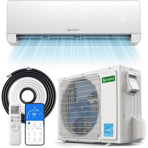 Waykar 24000 BTU Mini Split Air Conditioner and Heater, 230V 22 SEER2 WiFi Smart Inverter Ductless AC, R32 Pre-Charged, 22dB Ultra Quiet, Alexa, Cools/Heats 2000 Sq.Ft.