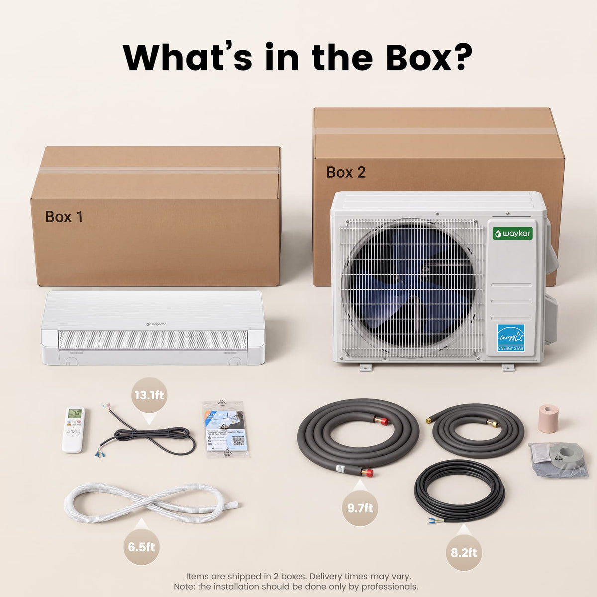 Waykar 24000 BTU Mini Split Air Conditioner and Heater, 230V 22 SEER2 WiFi Smart Inverter Ductless AC, R32 Pre-Charged, 22dB Ultra Quiet, Alexa, Cools/Heats 2000 Sq.Ft.