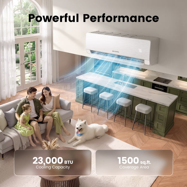 Waykar 24000 BTU Mini Split Air Conditioner and Heater, 230V 22 SEER2 WiFi Smart Inverter Ductless AC, R32 Pre-Charged, 22dB Ultra Quiet, Alexa, Cools/Heats 2000 Sq.Ft.
