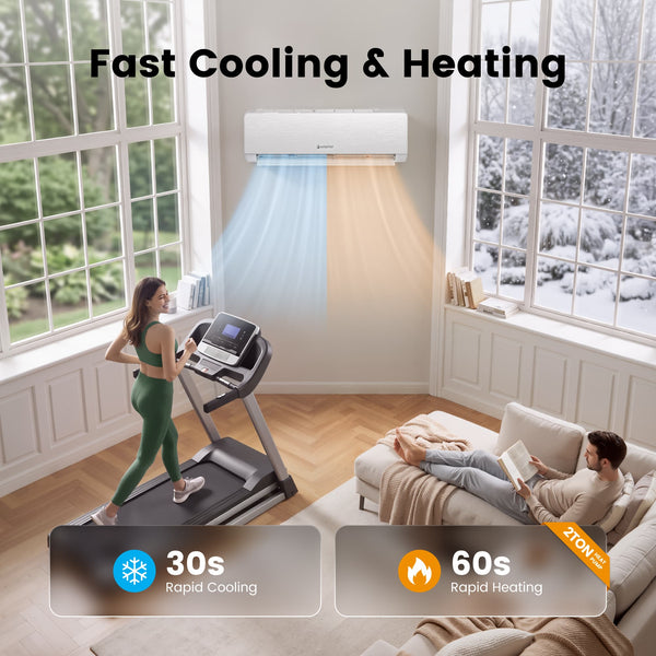Waykar 24000 BTU Mini Split Air Conditioner and Heater, 230V 22 SEER2 WiFi Smart Inverter Ductless AC, R32 Pre-Charged, 22dB Ultra Quiet, Alexa, Cools/Heats 2000 Sq.Ft.