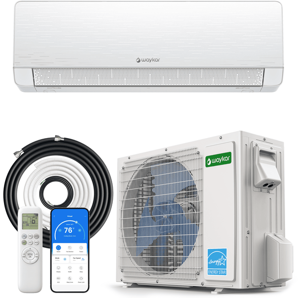 Waykar 24000 BTU Mini Split Air Conditioner and Heater, 230V 22 SEER2 WiFi Smart Inverter Ductless AC, R32 Pre-Charged, 22dB Ultra Quiet, Alexa, Cools/Heats 2000 Sq.Ft.