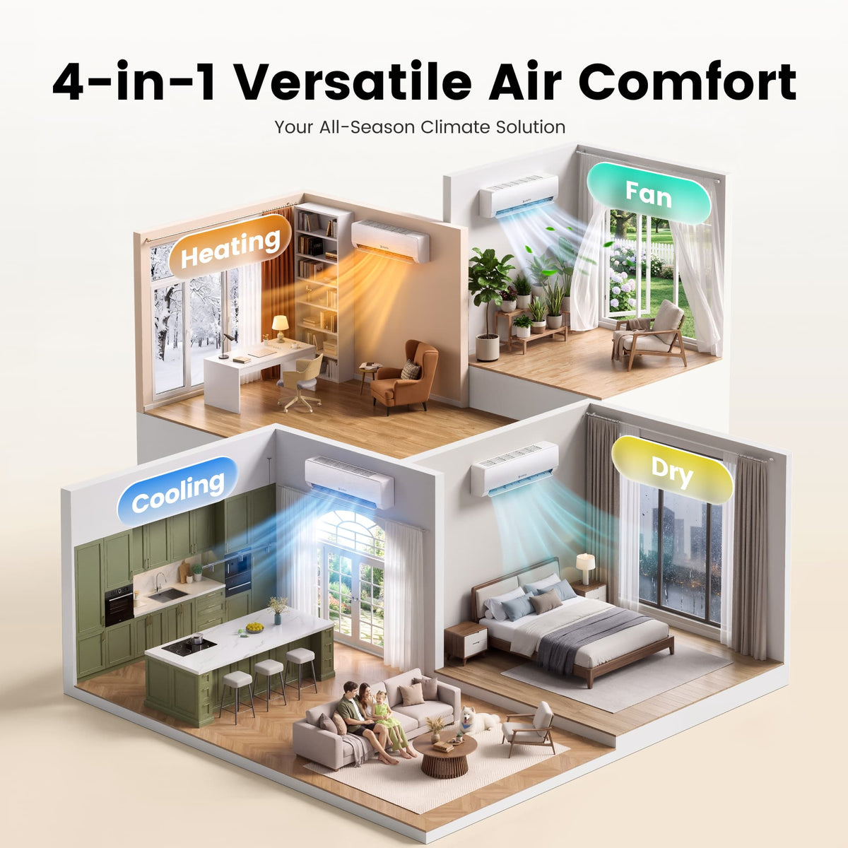 Waykar 24000 BTU Mini Split Air Conditioner and Heater, 230V 22 SEER2 WiFi Smart Inverter Ductless AC, R32 Pre-Charged, 22dB Ultra Quiet, Alexa, Cools/Heats 2000 Sq.Ft.