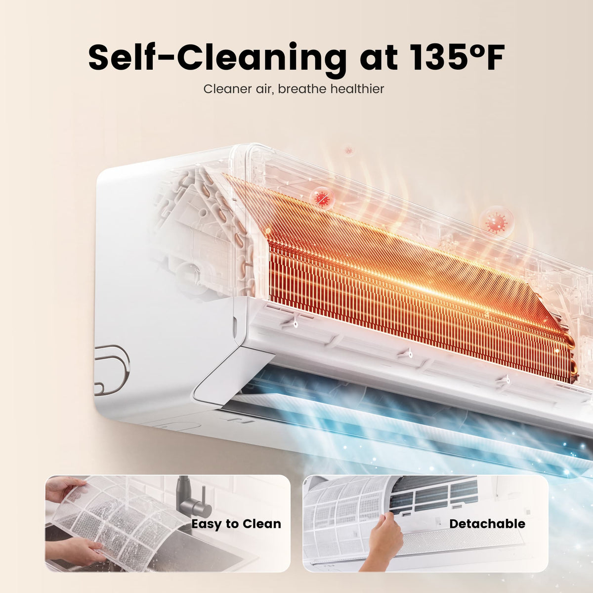 Waykar 24000 BTU Mini Split Air Conditioner and Heater, 230V 22 SEER2 WiFi Smart Inverter Ductless AC, R32 Pre-Charged, 22dB Ultra Quiet, Alexa, Cools/Heats 2000 Sq.Ft.