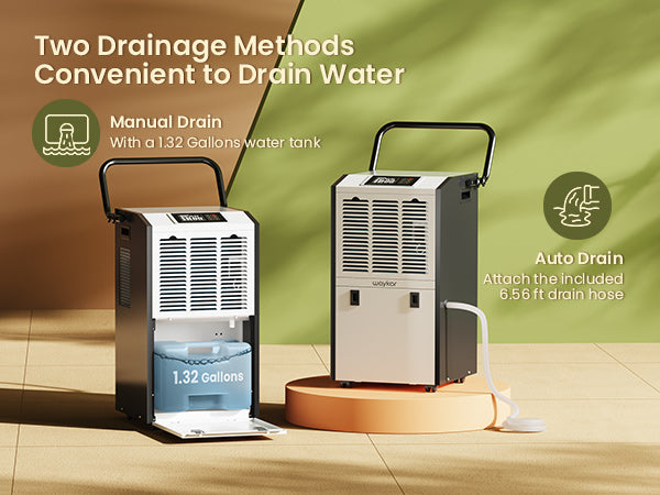 155 Pints Commercial Dehumidifier with Drain Hose 6.6 ft Long – Waykar