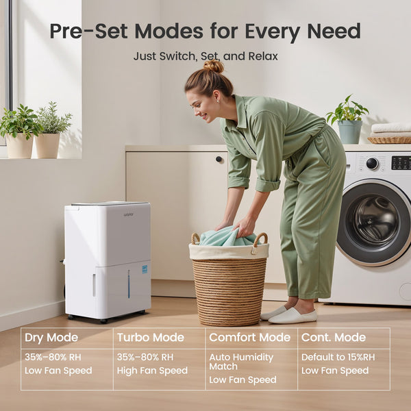 ENERGY STAR 2025 Dehumidifier for Home – 30 Pints Quick Moisture Removal for Basement