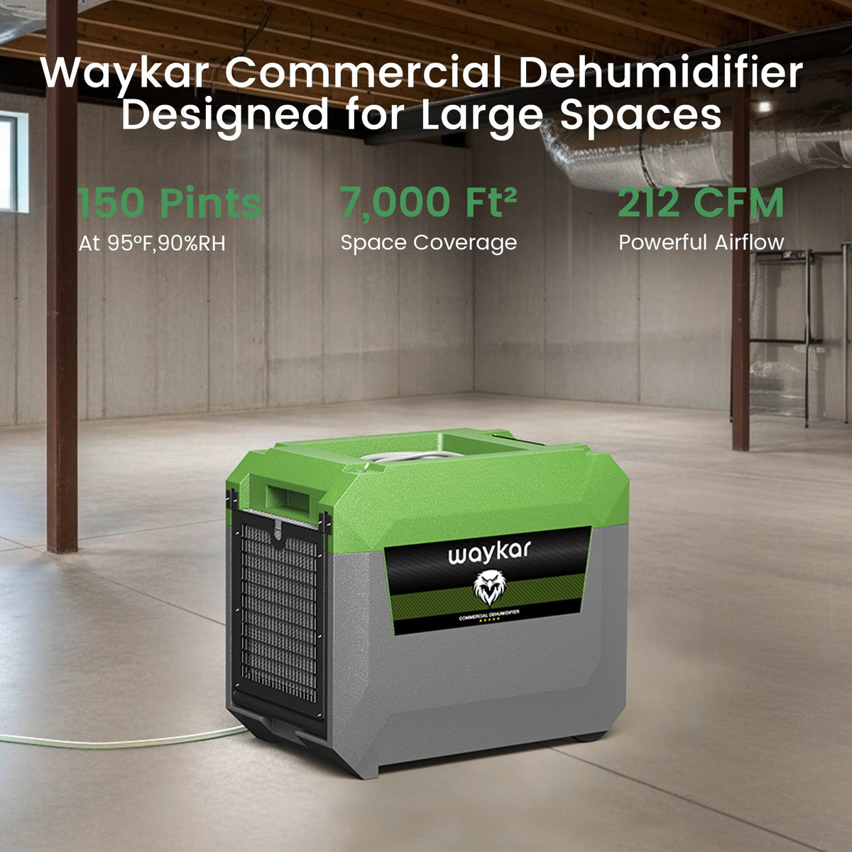 150 Pints Commercial Dehumidifier with Pump for Basement Warehouse & Job Sites