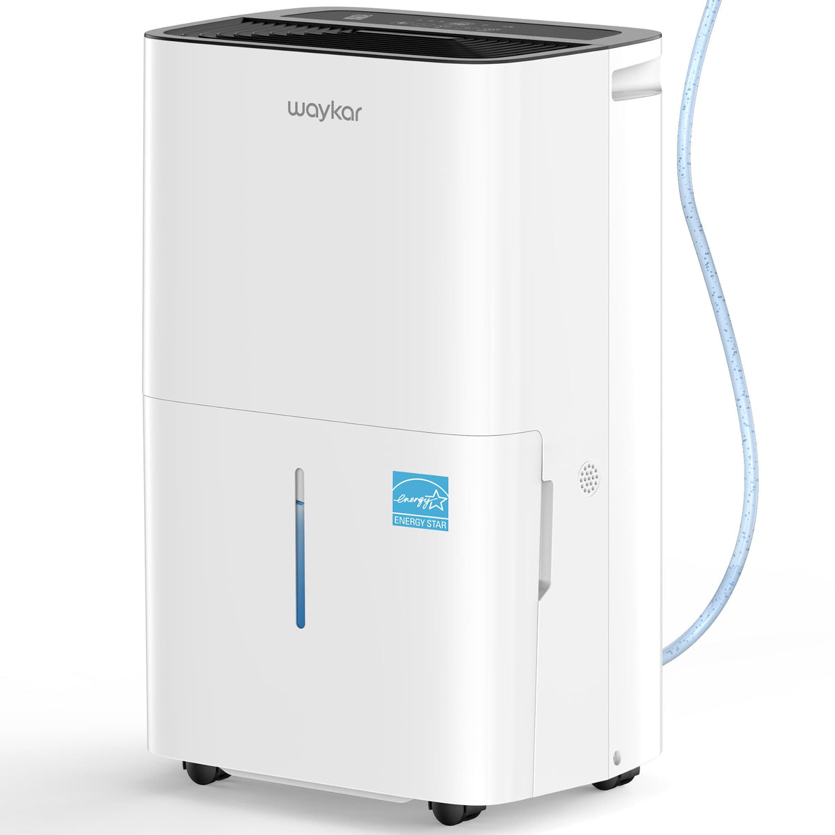 Waykar 32 Pint Energy Star Dehumidifier for Home Basement Room energy efficient, Max 120 Pint, 6000 Sq. Ft - Auto Defrost, Ultra Quiet 40dB, Auto Comfort Mode, Dual Drain Option