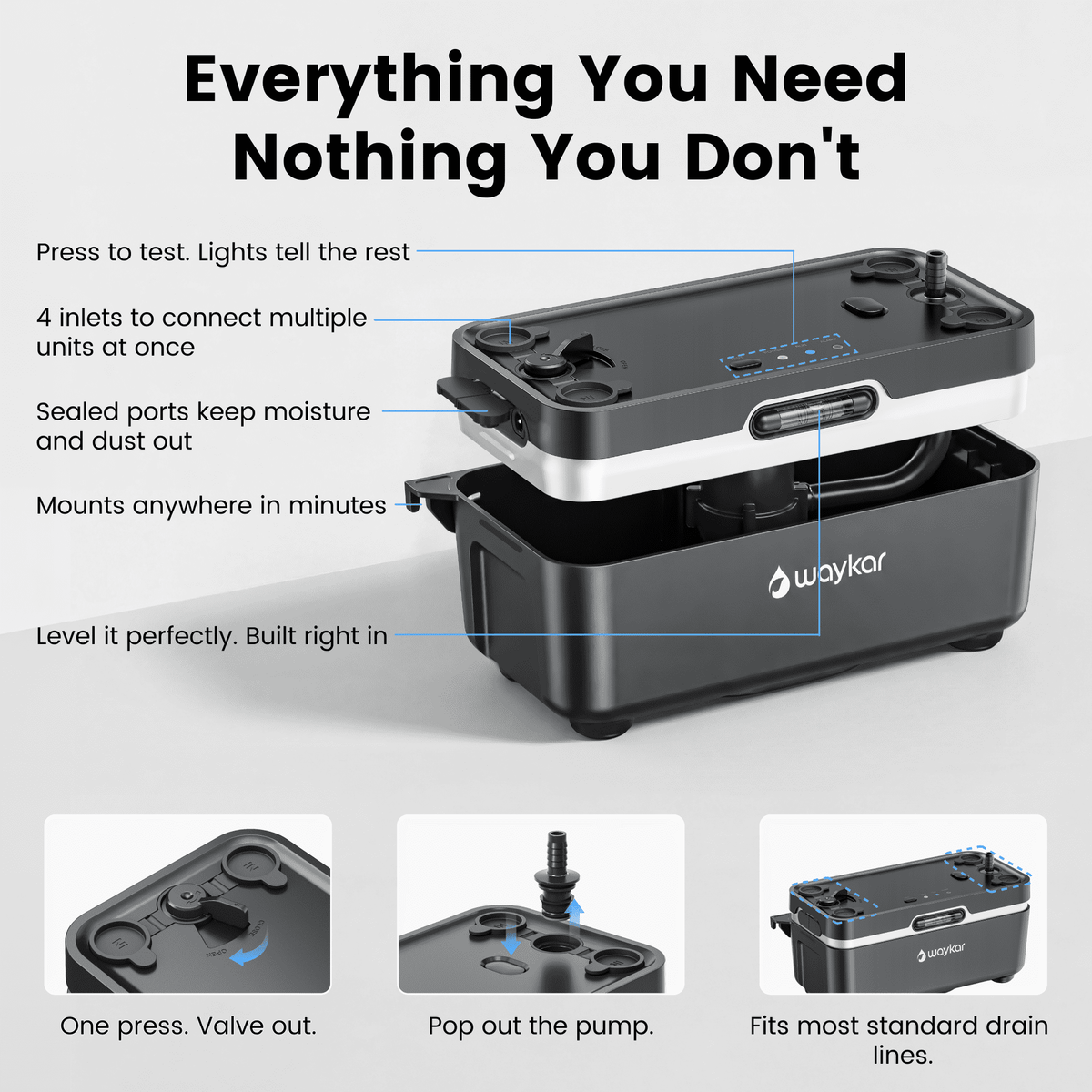 Waykar Automatic Condensate Pump for HVAC & Mini-Split Systems
