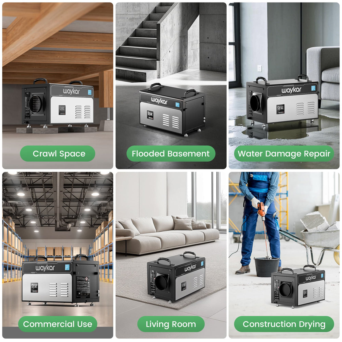 130 Pints ENERGY STAR Crawlspace Dehumidifier, Commercial Dehumidifier with Pump