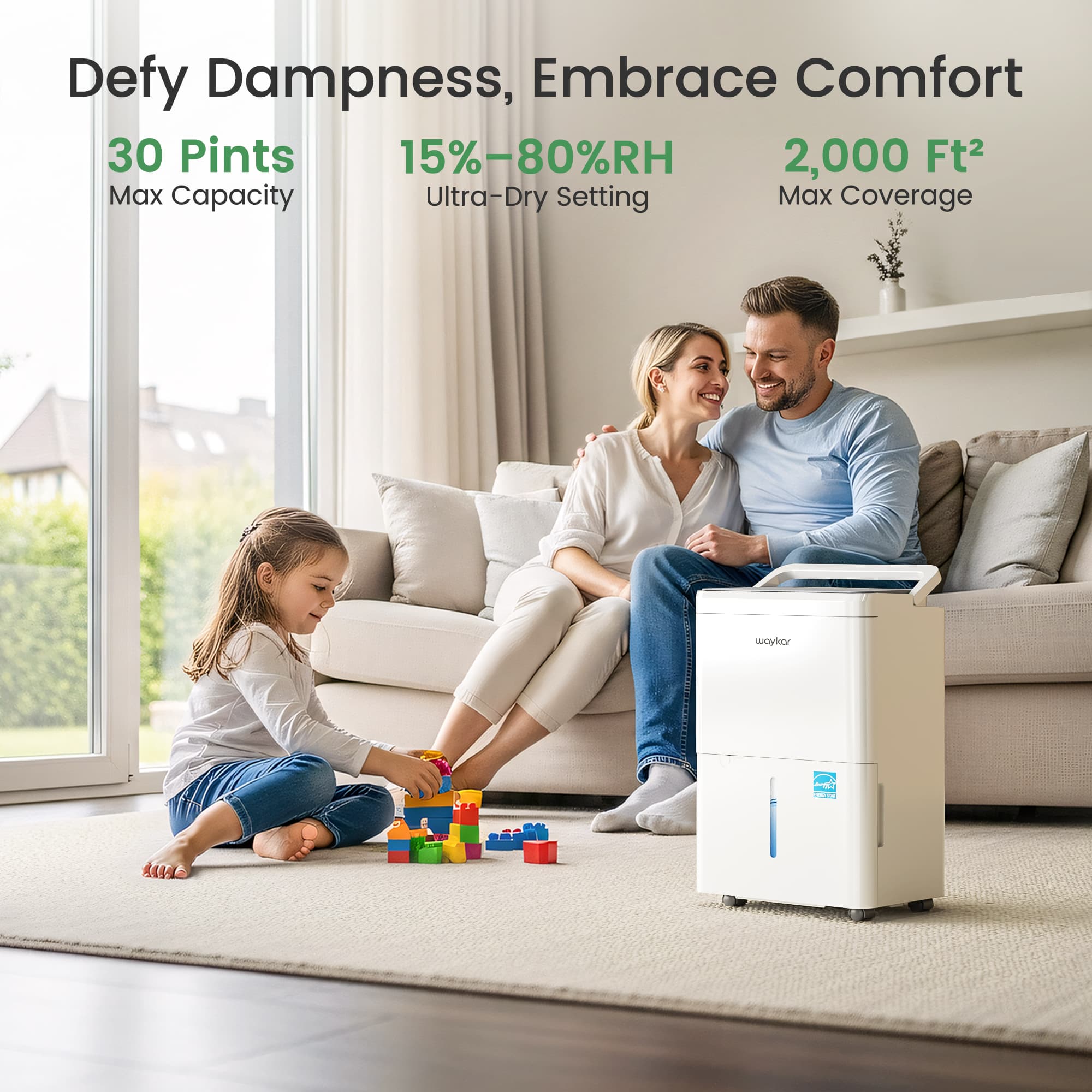 2000 Sq. Ft. Energy Star 2025 Dehumidifier for Basement & Home