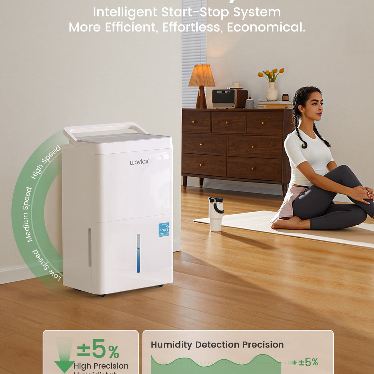 6000 Sq.Ft Energy Star Dehumidifier for Basement & Home, 120 Pint/Day with Drain Hose & Tank, Ultra Quiet (40 dB), Smart Auto Comfort Mode