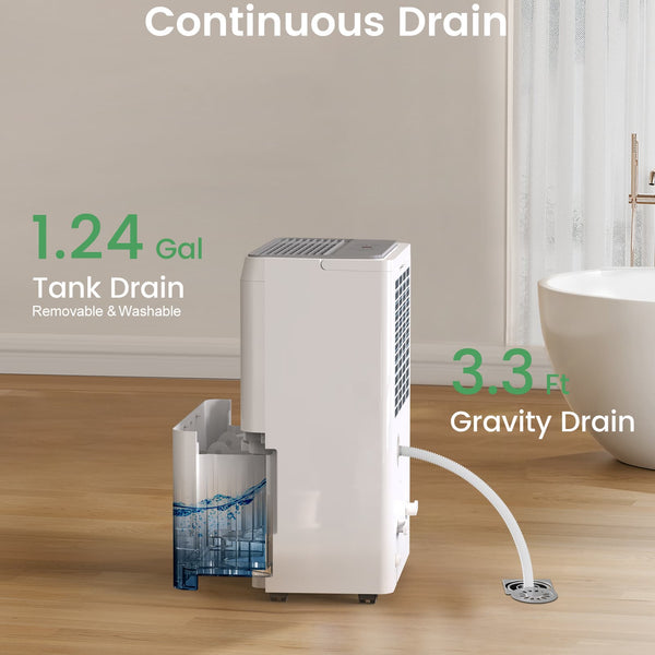 6000 Sq.Ft Energy Star Dehumidifier for Basement & Home, 120 Pint/Day with Drain Hose & Tank, Ultra Quiet (40 dB), Smart Auto Comfort Mode