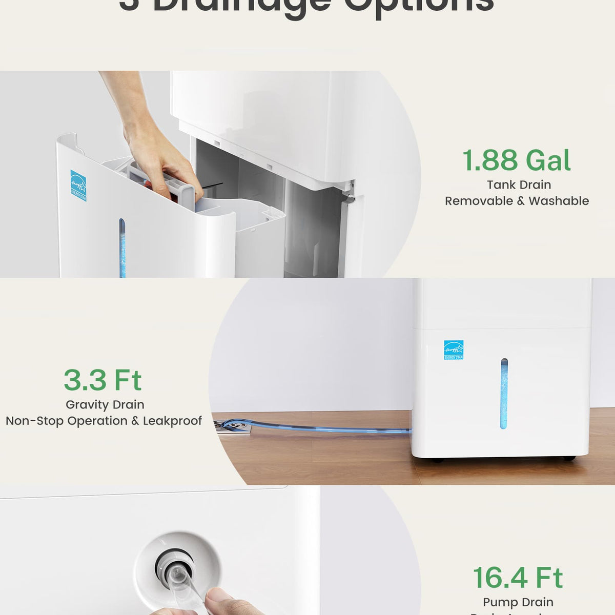 6000 Sq.Ft Energy Star Dehumidifier for Basement & Home, 120 Pint/Day with Drain Hose & Tank, Ultra Quiet (40 dB), Smart Auto Comfort Mode