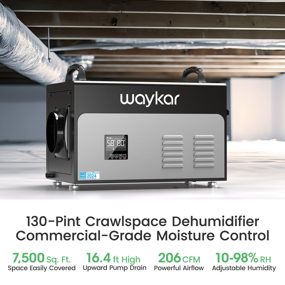 130 Pints Crawl Space Dehumidifier (ENERGY STAR Most Efficient)