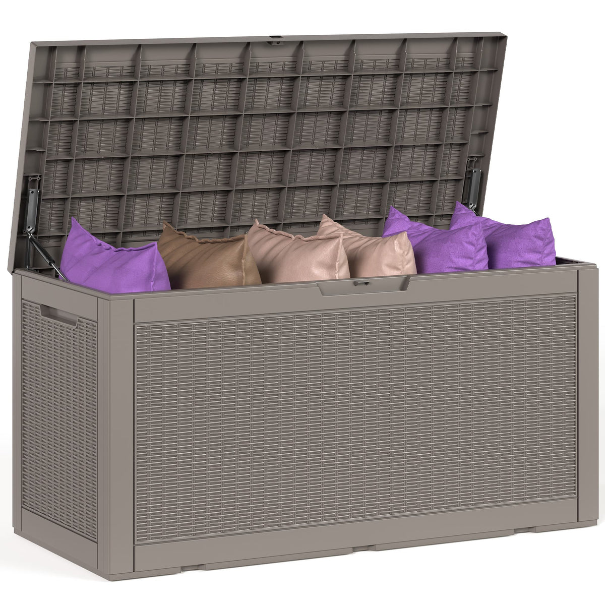 Sersper Deck Box 100 Gallon Gray, Waterproof Lockable Steel Outdoor Storage Box for for Patio Furniture, Pool Toys, Garden Tools and Outdoor Cushions