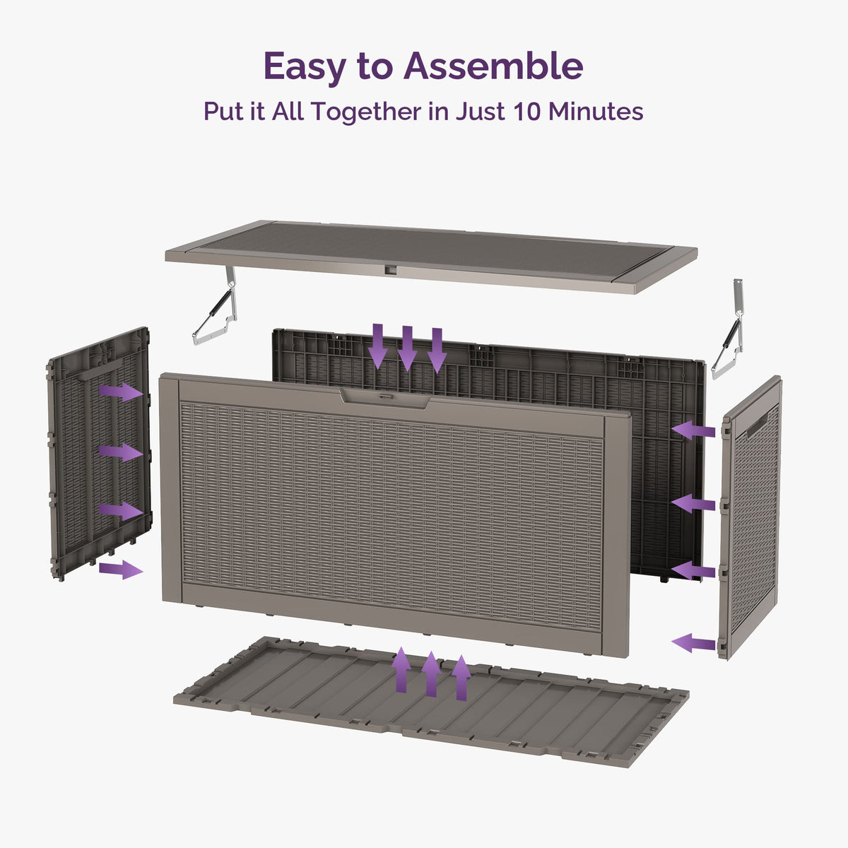 Sersper Deck Box 100 Gallon Gray, Waterproof Lockable Steel Outdoor Storage Box for for Patio Furniture, Pool Toys, Garden Tools and Outdoor Cushions