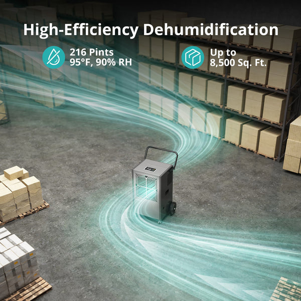 Pre-Sale: Commercial Dehumidifier with Pump & Drain Hose, 155 or 216 Pints Optional