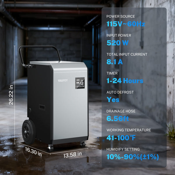 Pre-Sale: 160 Pints Commercial Dehumidifier, 520W Industrial Dehumidifier with Pump & Drain Hose