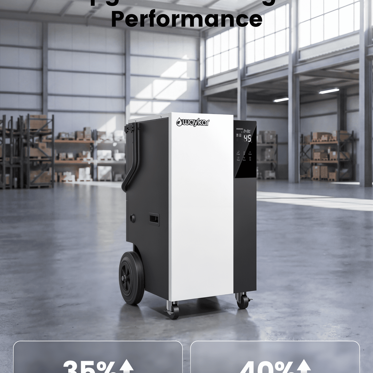 Waykar Commercial Dehumidifier for Basements, Warehouses & Large Spaces – 160/240/320 Pints