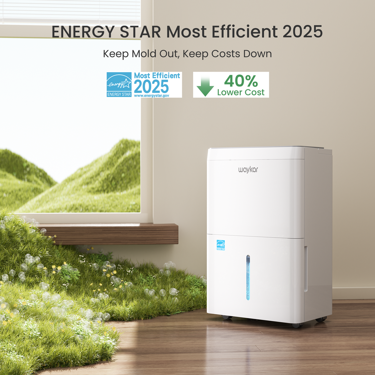 ENERGY STAR Most Efficient Dehumidifier – Available in 80, 120, and 150 Pints.