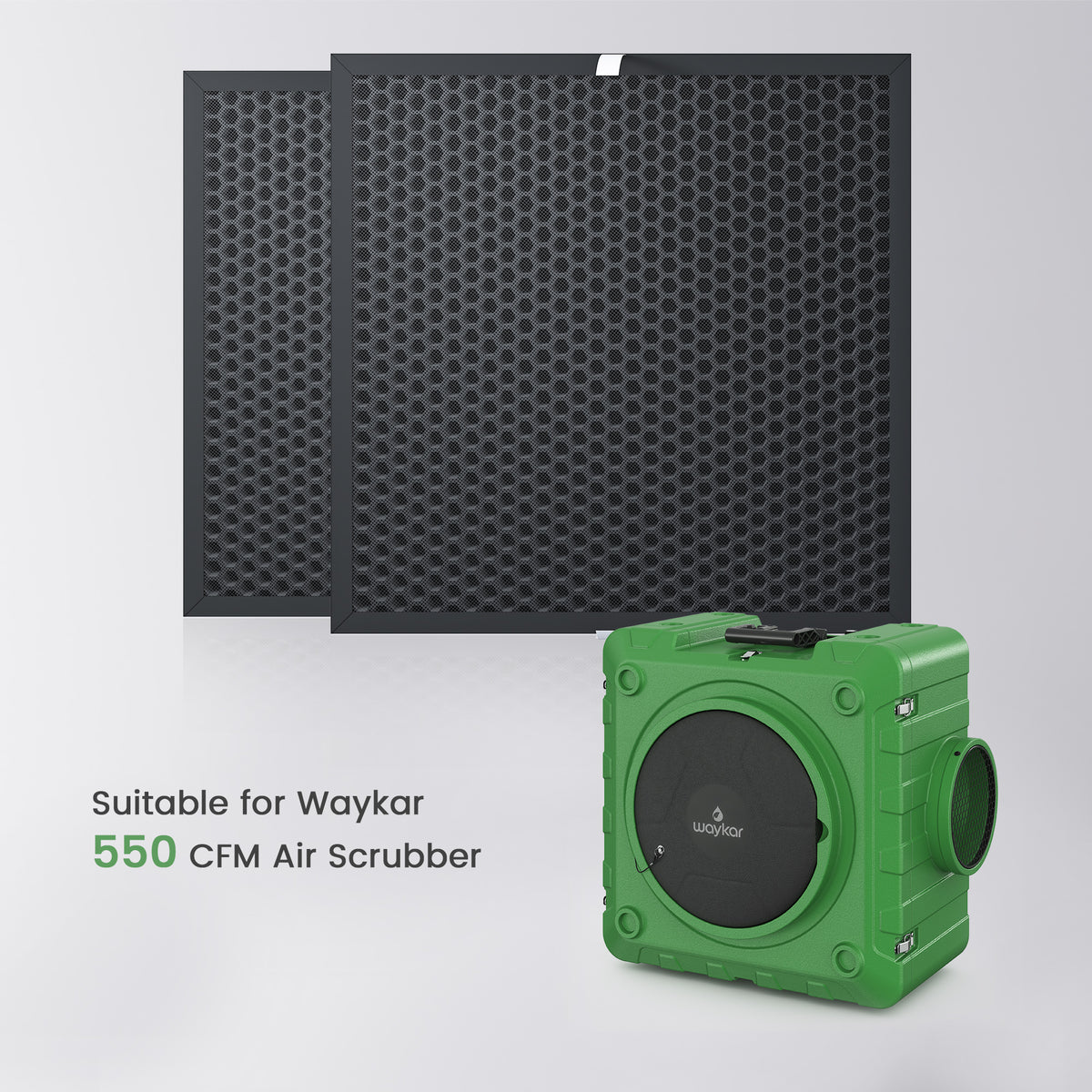 2-Pack Activated Carbon Filter Set – Fully Compatible with Waykar 550 CFM Air Scrubber