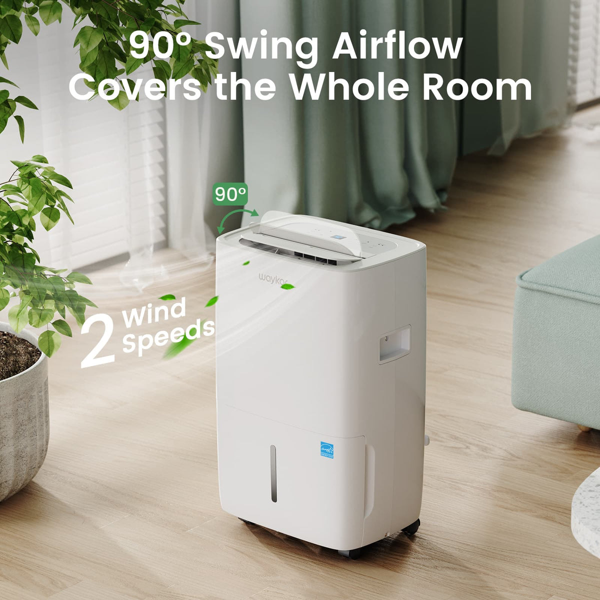 Waykar 120 Pints Energy Star Dehumidifier for Spaces up to 6,000 Sq. Ft at Home, in Basements and Large Rooms with Drain Hose and 1.14 Gallons Water Tank [JD025CE-120]