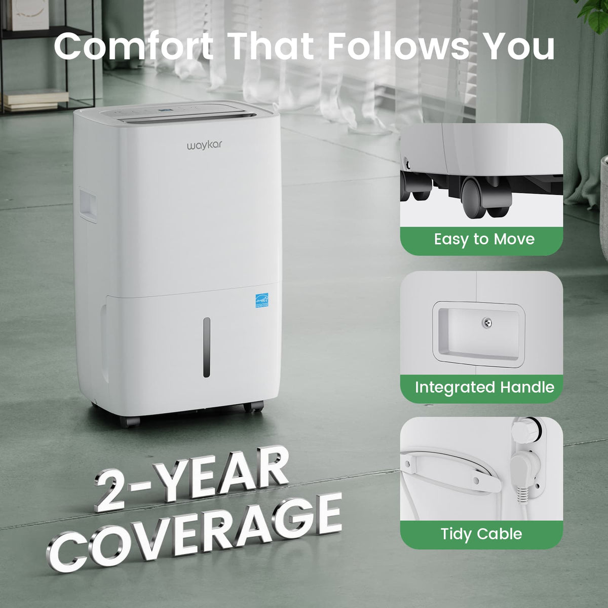 80 Pints 2025 Energy Star Dehumidifier for Spaces up to 5,000 Sq. Ft for Basement and Home, Large Room with Drain Hose and 1.14 Gallons Water Tank