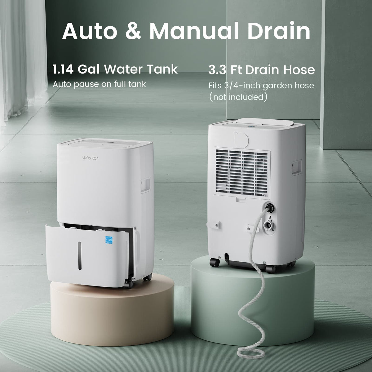 80 Pints 2025 Energy Star Dehumidifier for Spaces up to 5,000 Sq. Ft for Basement and Home, Large Room with Drain Hose and 1.14 Gallons Water Tank