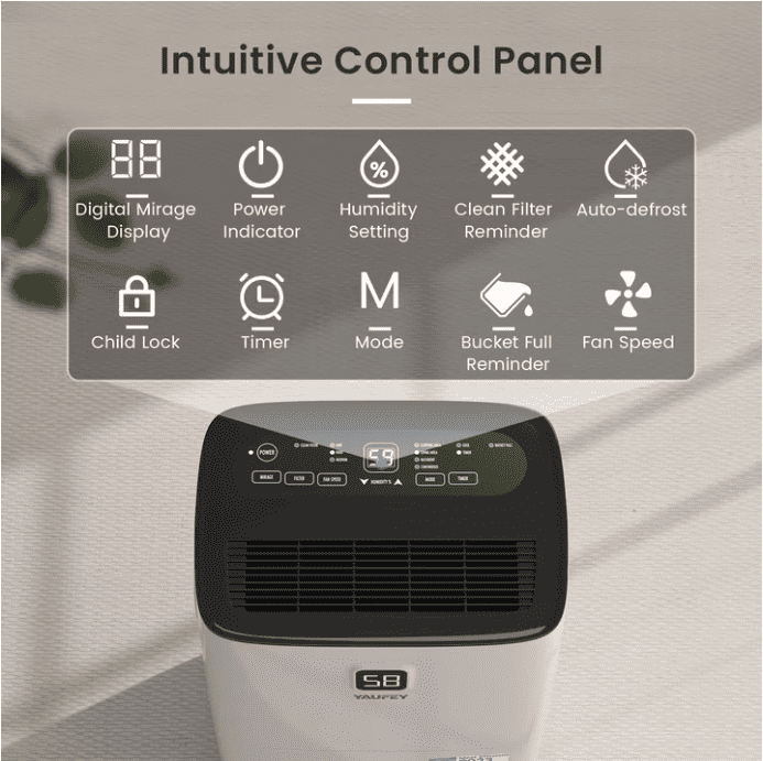 5,000 Sq. Ft. 80 Pint Dehumidifier for Basements & Large Rooms, with Continuous Drain Hose, Auto Defrost, 3 Modes & Child Lock, 25 Pint DOE