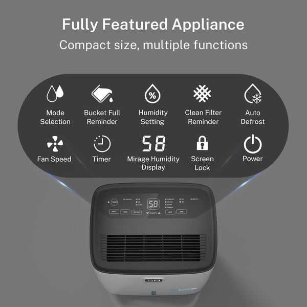 5,000 Sq. Ft. 80 Pint Dehumidifier for Basements & Large Rooms, with Continuous Drain Hose, Auto Defrost, 3 Modes & Child Lock, 25 Pint DOE