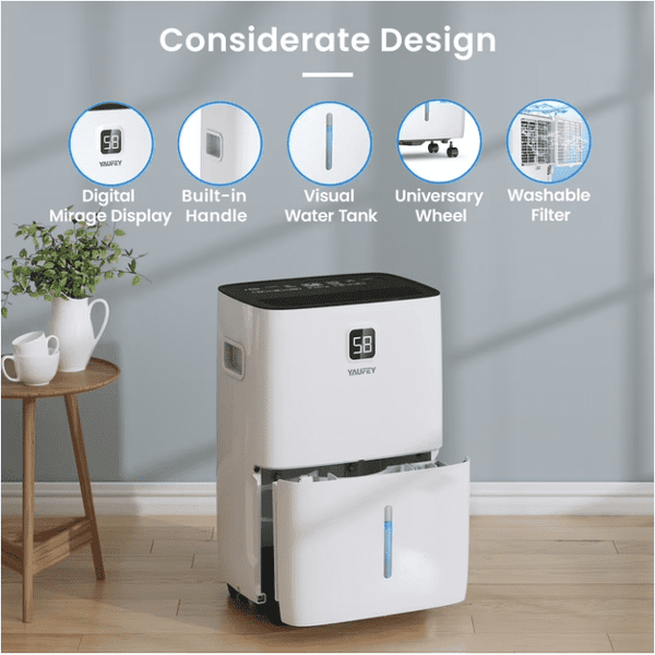 5,000 Sq. Ft. 80 Pint Dehumidifier for Basements & Large Rooms, with Continuous Drain Hose, Auto Defrost, 3 Modes & Child Lock, 25 Pint DOE