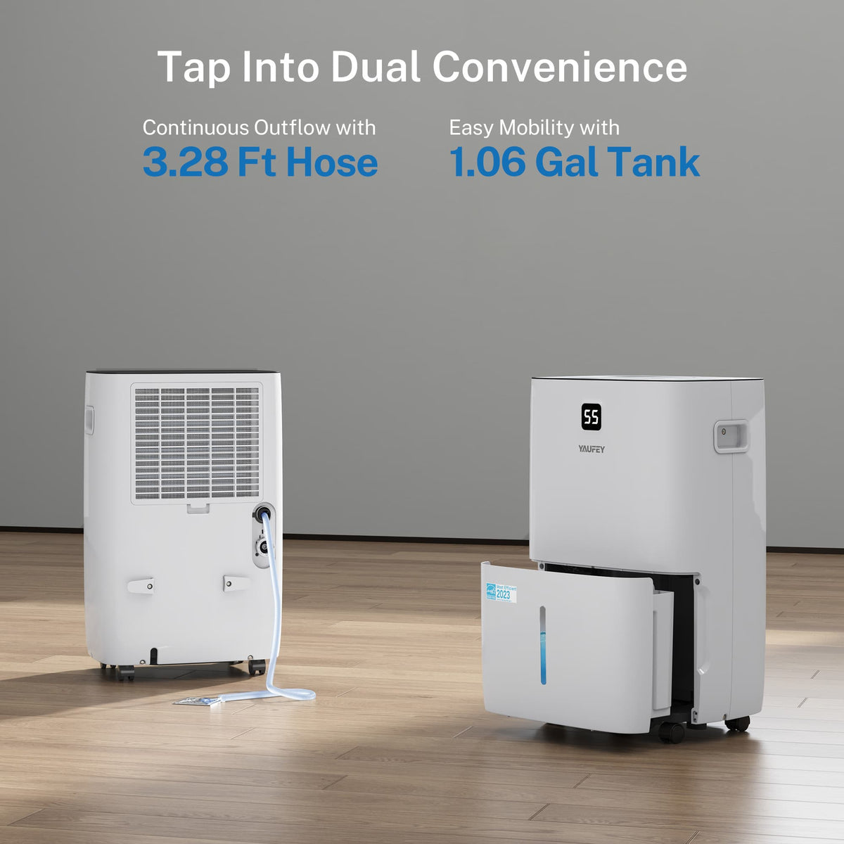 5,000 Sq. Ft. 80 Pint Dehumidifier for Basements & Large Rooms, with Continuous Drain Hose, Auto Defrost, 3 Modes & Child Lock, 25 Pint DOE