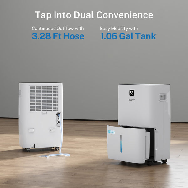 5,000 Sq. Ft. 80 Pint Dehumidifier for Basements & Large Rooms, with Continuous Drain Hose, Auto Defrost, 3 Modes & Child Lock, 25 Pint DOE