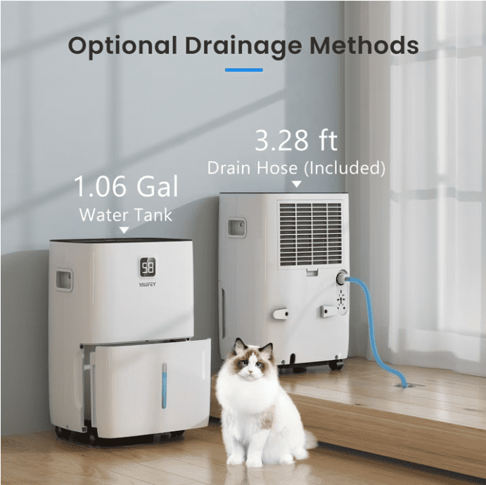 5,000 Sq. Ft. 80 Pint Dehumidifier for Basements & Large Rooms, with Continuous Drain Hose, Auto Defrost, 3 Modes & Child Lock, 25 Pint DOE