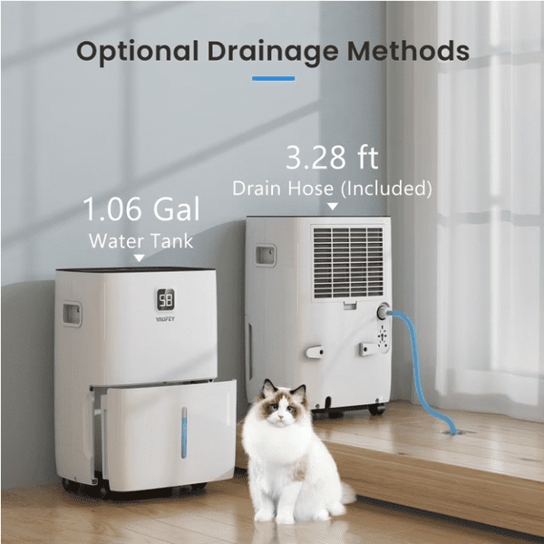 5,000 Sq. Ft. 80 Pint Dehumidifier for Basements & Large Rooms, with Continuous Drain Hose, Auto Defrost, 3 Modes & Child Lock, 25 Pint DOE