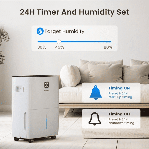5,000 Sq. Ft. 80 Pint Dehumidifier for Basements & Large Rooms, with Continuous Drain Hose, Auto Defrost, 3 Modes & Child Lock, 25 Pint DOE