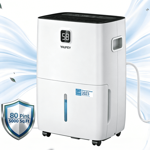 5,000 Sq. Ft. 80 Pint Dehumidifier for Basements & Large Rooms, with Continuous Drain Hose, Auto Defrost, 3 Modes & Child Lock, 25 Pint DOE