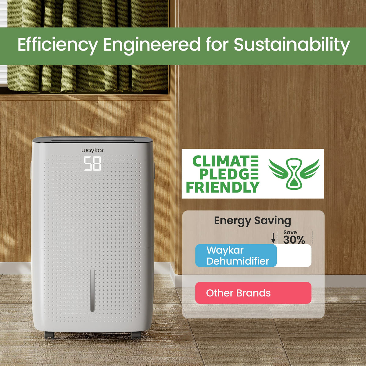 Powerful Basement Dehumidifier, Energy Efficient with Tank and Hose Drain (JD026CE-150)