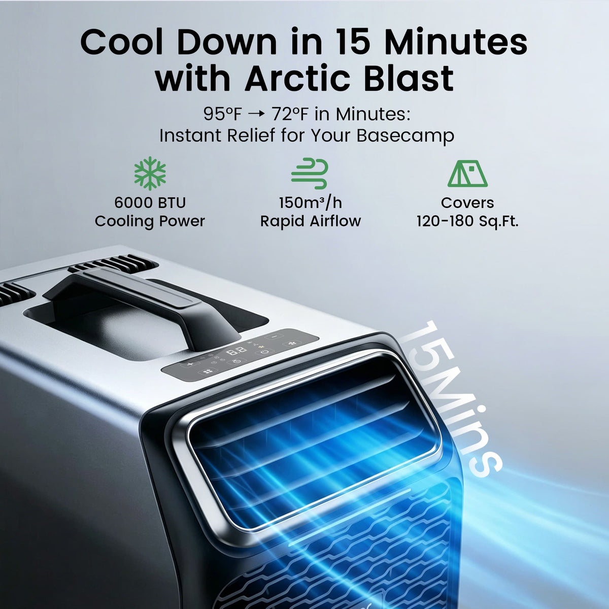 Waykar 6,000 BTU Portable Air Conditioner for Camping, Windowless Air Conditioning with Remote