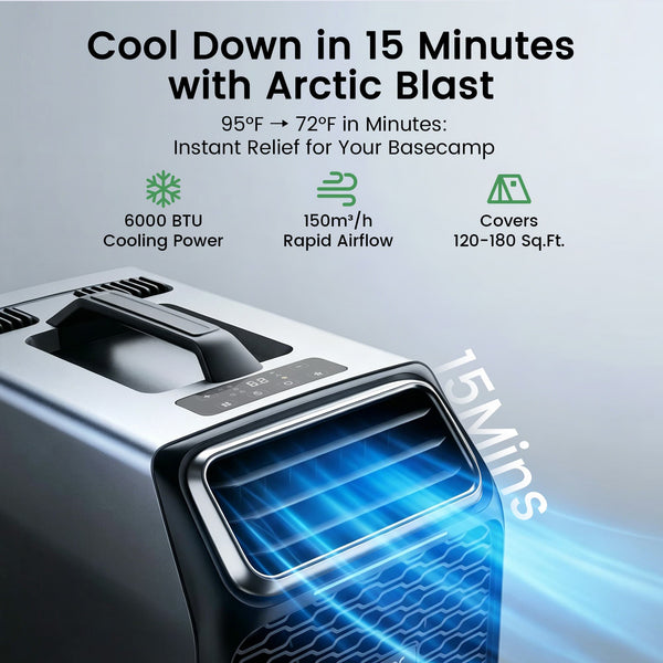 Waykar 6,000 BTU Portable Air Conditioner for Camping, Windowless Air Conditioning with Remote