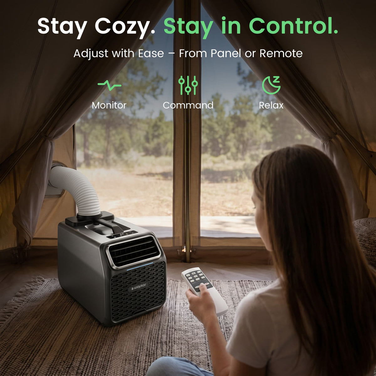 Waykar 6,000 BTU Portable Air Conditioner for Camping, Windowless Air Conditioning with Remote