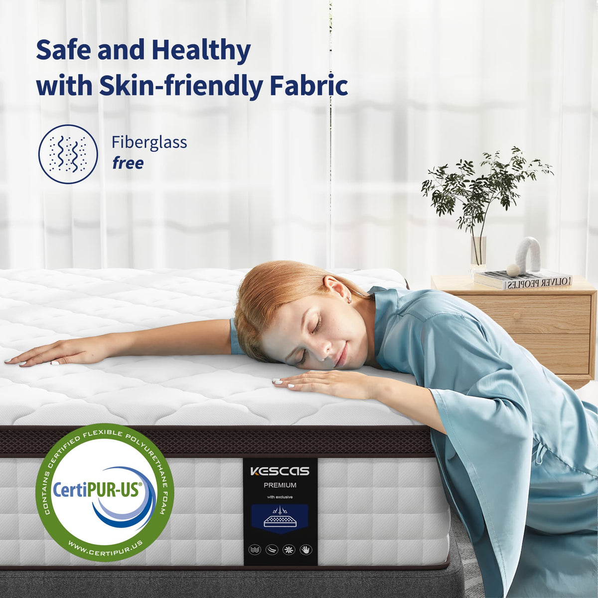 Kescas 10 inch Full Size Mattress, Memory Foam Hybrid Mattress In a Box, Motion Isolation and Pressure Relief, Medium Firm, CertiPUR-US